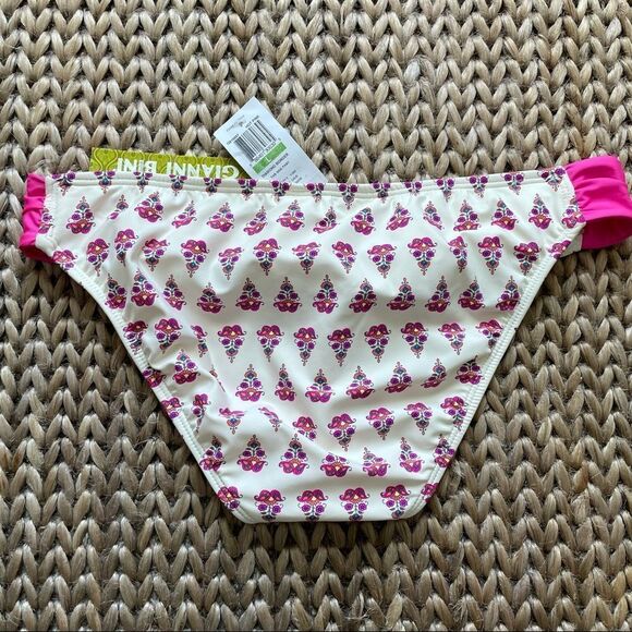 NWT Gianni Bini Diamond Border Pink and White Bikini Bottom Large - Picture 8 of 8